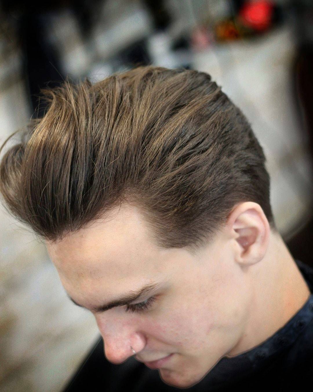 Swept-back textured top